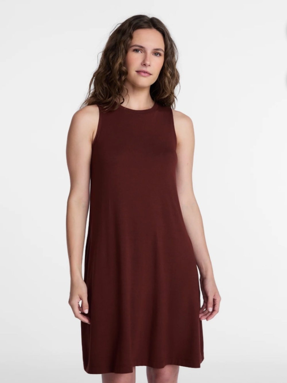 Time and Tru Women’s Brown Trunk Fit N Flare Swing Sleeveless Knit Dress XX… - Picture 2 of 9